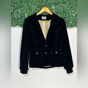 Buffalo by David Bitton Wilhelmina Velvet Stretch Black Blazer Jacket Medium